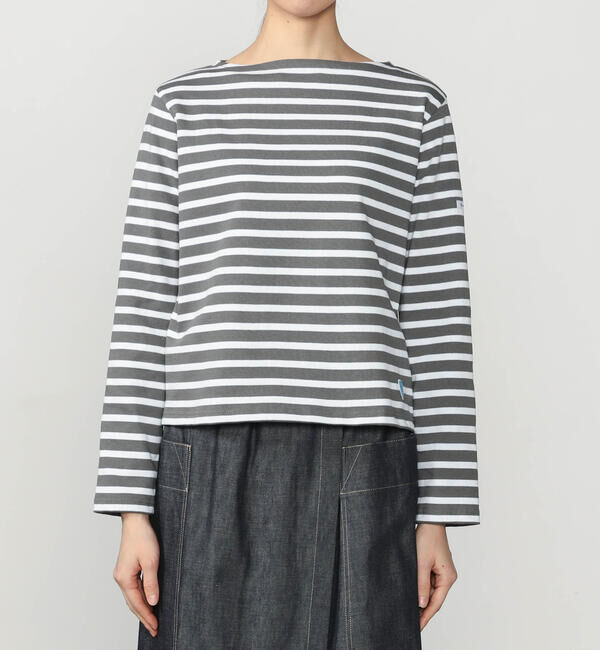 ORCIVAL「ORCIVAL | コットンロード ボートネック クロップドバスクTシャツ WOMEN」|Tシャツ・カットソー|GREY系1