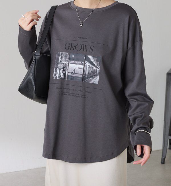  「モノクロフォトロゴロンT」|Tシャツ・カットソー|チャコールグレー