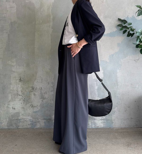  「【ウォッシャブル】【シーズンレスで使える】タックワイドスラックス」|チノ|