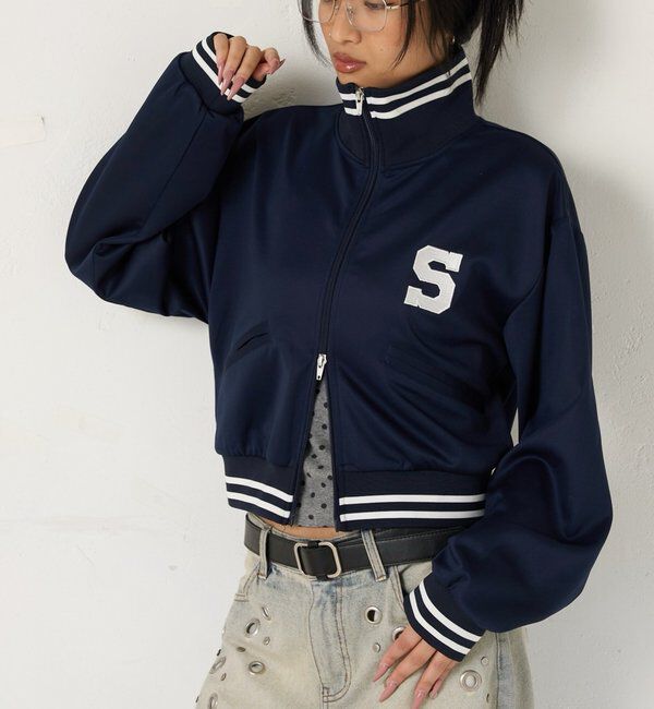  「S LOGO COMPACT STAND JERSEY」|ブルゾン・スタジャン|ネイビー