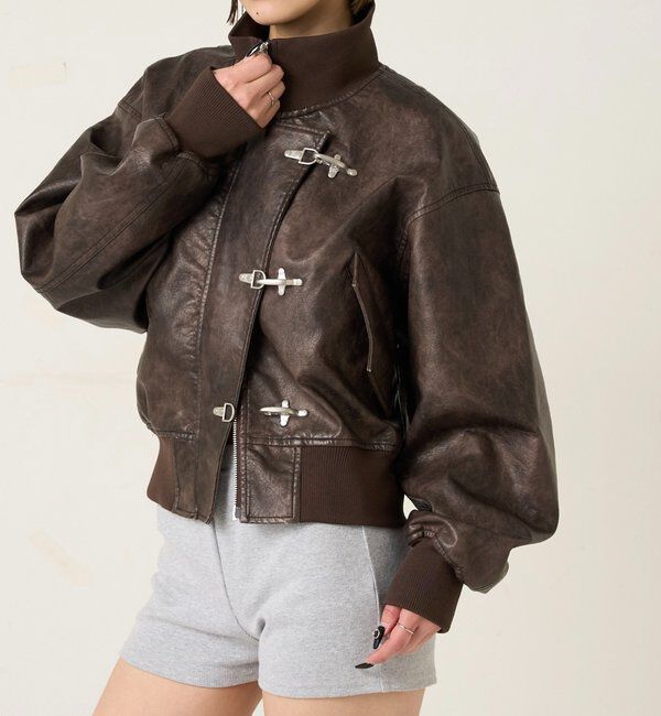  「FIREMAN SHORT BLOUSON(LEATHER/DENIM)」|ブルゾン・スタジャン|ブラウン