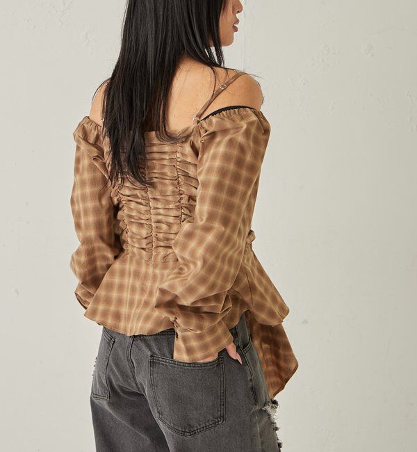  「ASYM HEM GATHER OFF-SHOULDER BLOUSE」|シャツ・ブラウス|