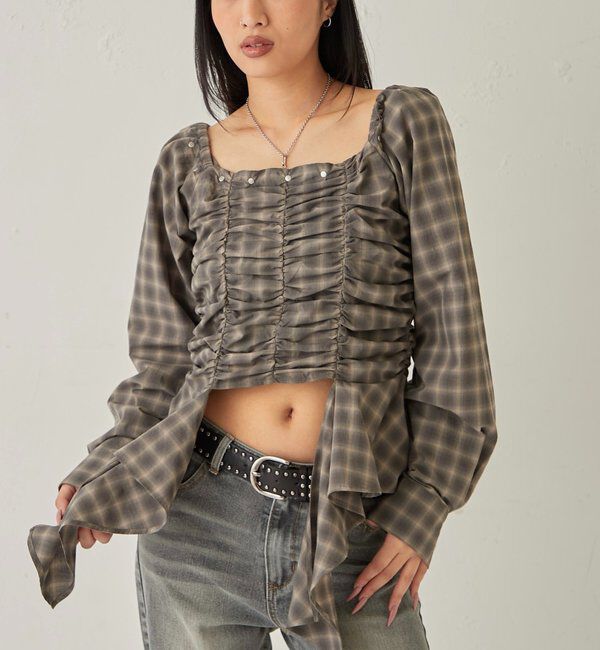  「ASYM HEM GATHER OFF-SHOULDER BLOUSE」|シャツ・ブラウス|