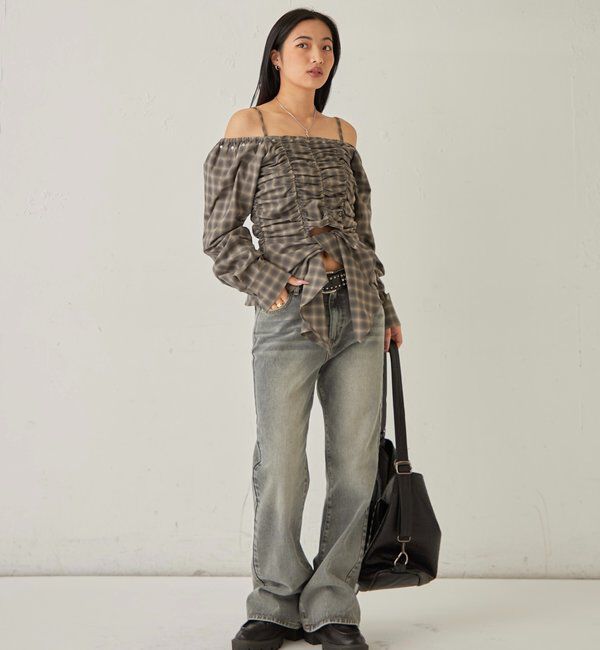  「DENIM TIGHT FLARE PANTS」|デニム|