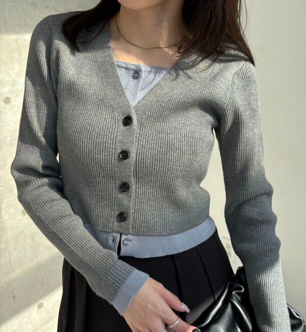  「バイカラーレイヤードカーディガン」|カーディガン|