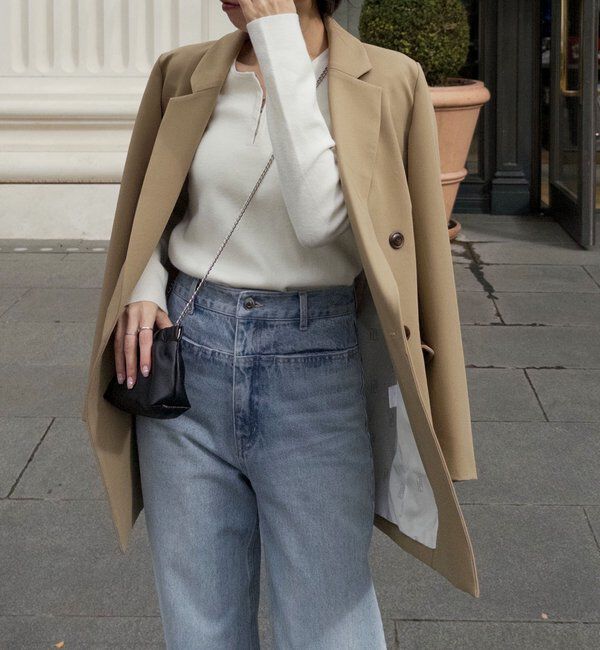  「【再販・サイズ展開あり・WEB限定カラー/グレージュ】Wテーラージャケット」|テーラードジャケット|