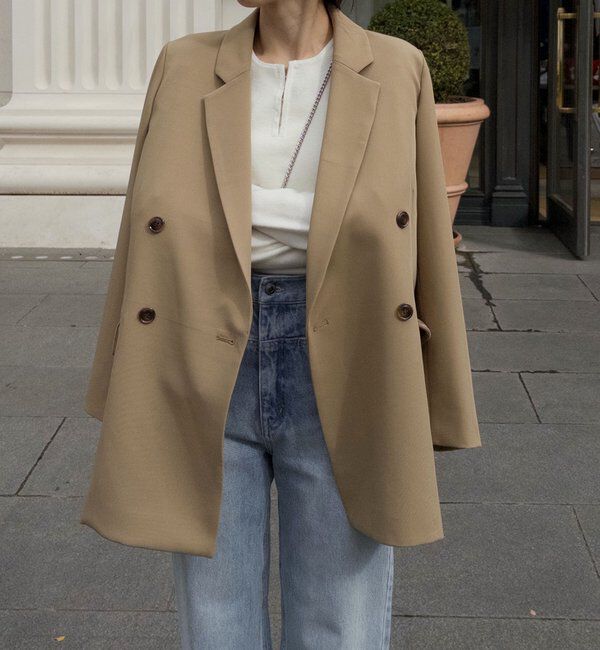  「【再販・サイズ展開あり・WEB限定カラー/グレージュ】Wテーラージャケット」|テーラードジャケット|