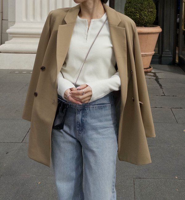  「【再販・サイズ展開あり・WEB限定カラー/グレージュ】Wテーラージャケット」|テーラードジャケット|