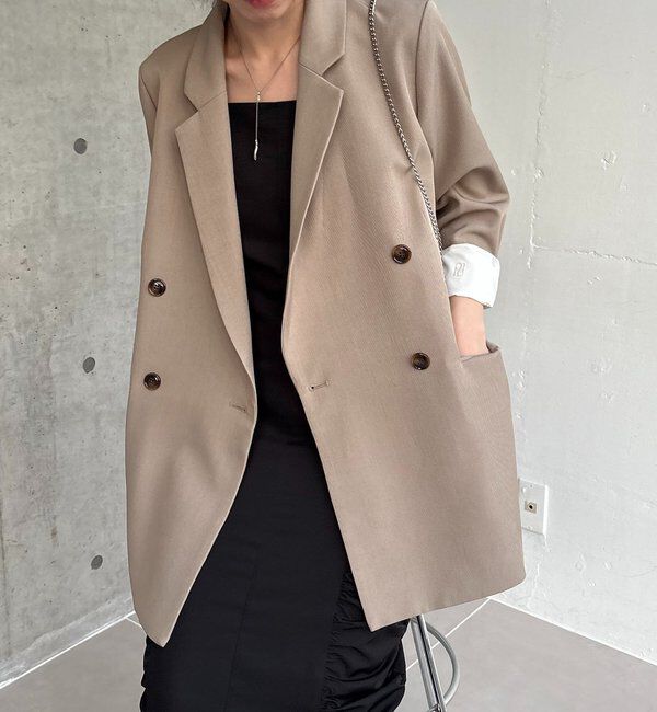  「【再販・サイズ展開あり・WEB限定カラー/グレージュ】Wテーラージャケット」|テーラードジャケット|