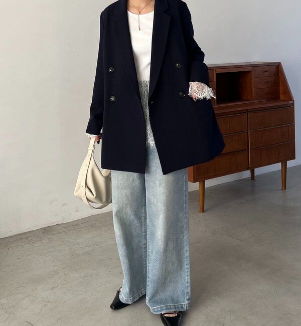  「【再販・サイズ展開あり・WEB限定カラー/グレージュ】Wテーラージャケット」|テーラードジャケット|