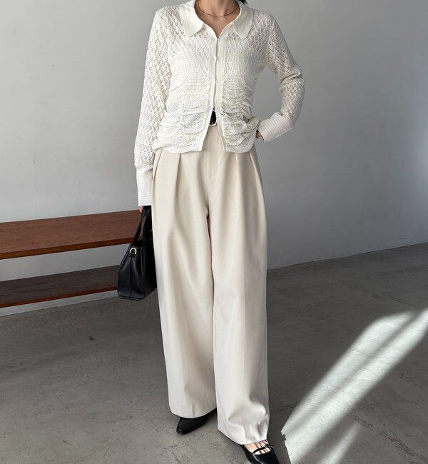  「レースシャーリングホックカーディガン」|カーディガン|