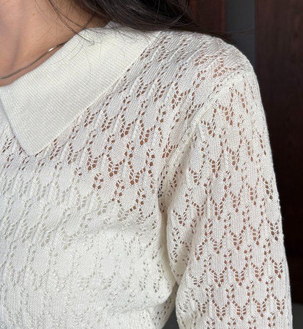  「レースシャーリングホックカーディガン」|カーディガン|