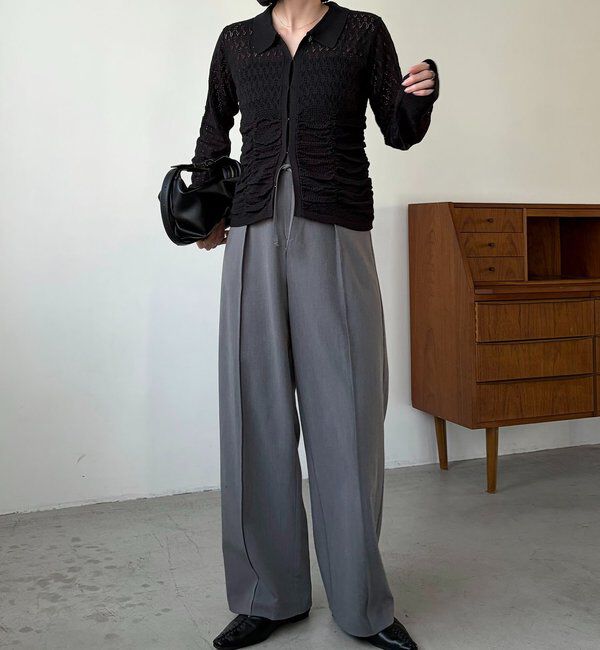  「レースシャーリングホックカーディガン」|カーディガン|