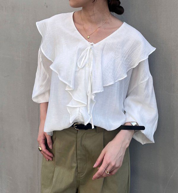 「フリルカラーブラウス」|シャツ・ブラウス|オフホワイト