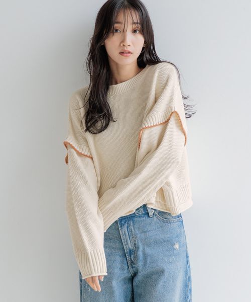 LOWRYS FARM「２WAYステッチプルオーバーLS」|ニット・セーター|