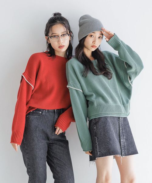 LOWRYS FARM「２WAYステッチプルオーバーLS」|ニット・セーター|