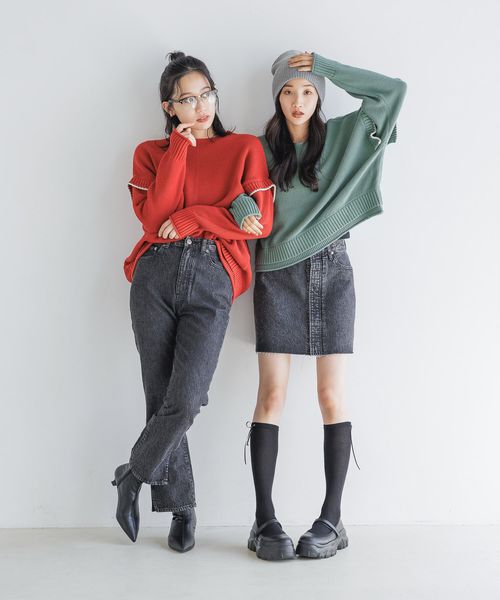 LOWRYS FARM「２WAYステッチプルオーバーLS」|ニット・セーター|