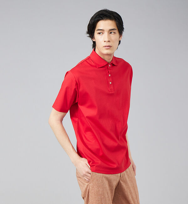 ABAHOUSE「コンパクト シルケット スムース ポロシャツ」|ポロシャツ|レッド