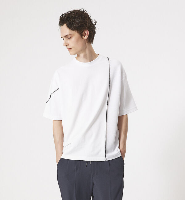 ABAHOUSE「【AH ABAHOUSE】ステッチワーク切替 ミニ裏毛 半袖 Tシャツ」|Tシャツ・カットソー|