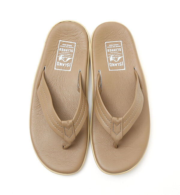 ABAHOUSE「【ISLAND SLIPPER / アイランドスリッパ】レザー トングサンダル」|サンダル|ベージュ