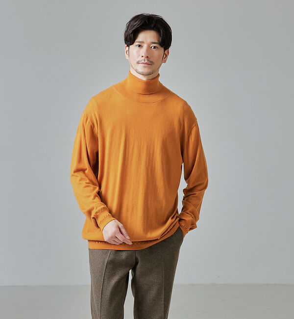 ABAHOUSE「【シルクの様な光沢】カシミヤ　タートルネック ニット」|ニット・セーター|ヤマブキ