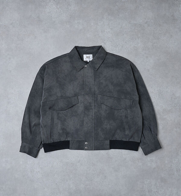 ABAHOUSE「【AH ABAHOUSE】クロップド ネオレザー A-2ジャケット」|ブルゾン・スタジャン|