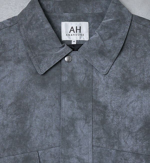 ABAHOUSE「【AH ABAHOUSE】クロップド ネオレザー A-2ジャケット」|ブルゾン・スタジャン|