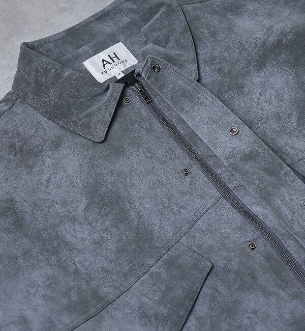 ABAHOUSE「【AH ABAHOUSE】クロップド ネオレザー A-2ジャケット」|ブルゾン・スタジャン|