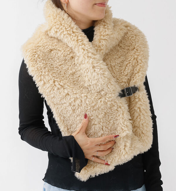 Rouge vif「【HELEN MOORE/ヘレンムーア】ベルト付エコファーストール◆」|マフラー|ベージュ