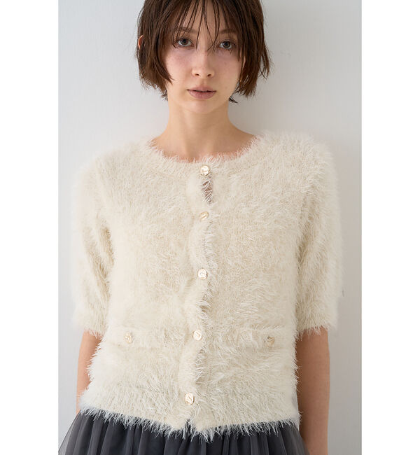 Rouge vif「【一部店舗限定】ハーフスリーブシャギーニットカーディガン」|ニット・セーター|