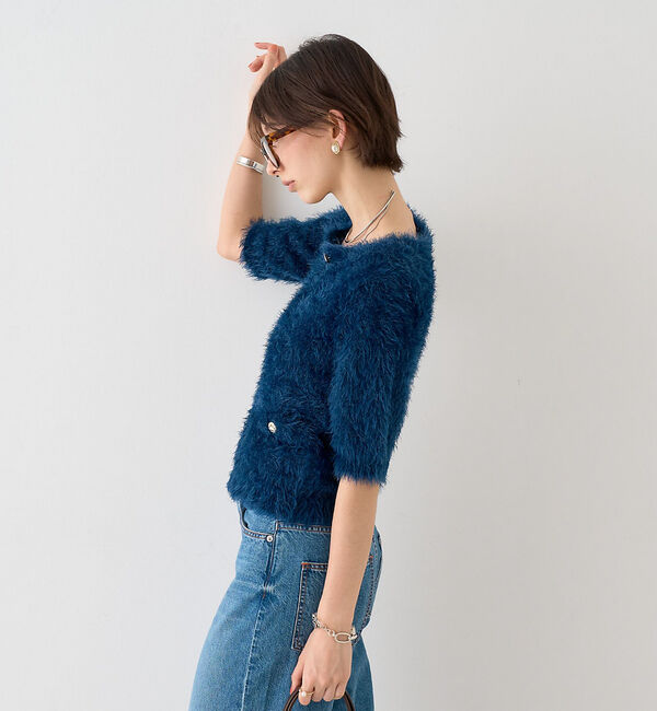 Rouge vif「【一部店舗限定】ハーフスリーブシャギーニットカーディガン」|ニット・セーター|