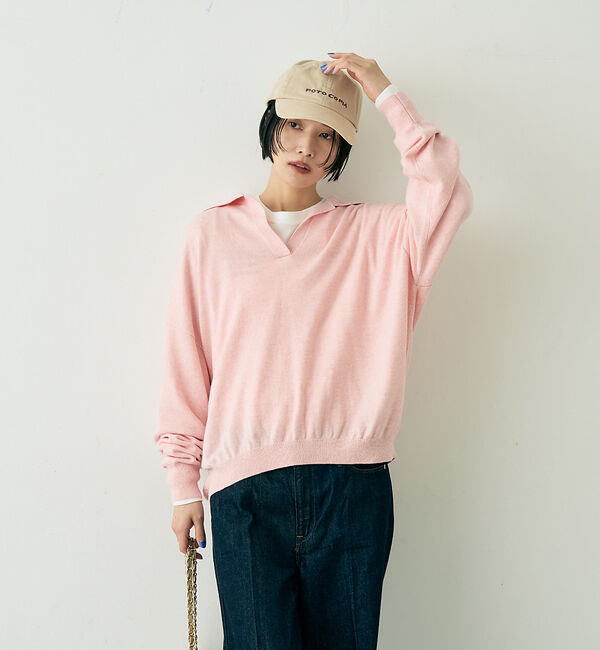 Rouge vif「カシミヤ混ウール襟付きスキッパーニット」|ニット・セーター|