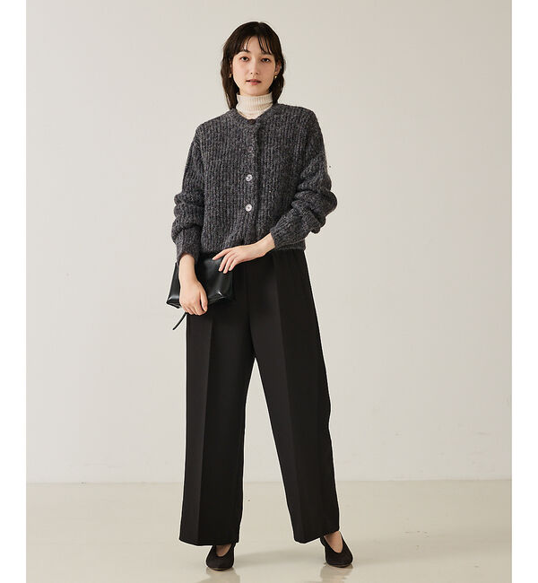 qualite「【前後で着回し可能】2WAYラメニットカーディガン」|カーディガン|
