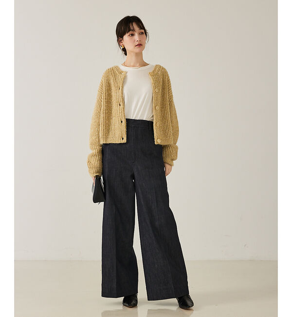 qualite「【前後で着回し可能】2WAYラメニットカーディガン」|カーディガン|