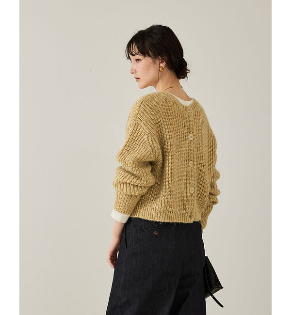 qualite「【前後で着回し可能】2WAYラメニットカーディガン」|カーディガン|