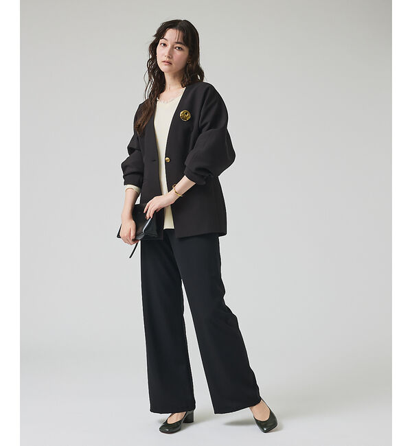 qualite「スポンディッシュドルマンジャケット」|ノーカラージャケット|