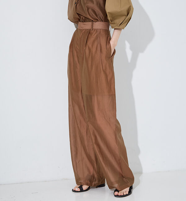 NOMINE「【セットアップ着用可】シアー ワイドパンツ」|その他|ブラウン