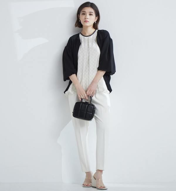 TIARA「ドット&times;ドットプリントフリルノースリーブブラウス」|シャツ・ブラウス|