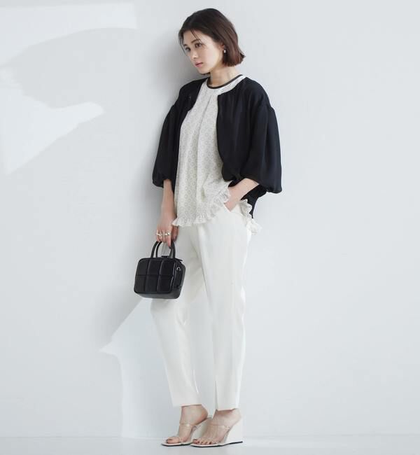 TIARA「ドット&times;ドットプリントフリルノースリーブブラウス」|シャツ・ブラウス|