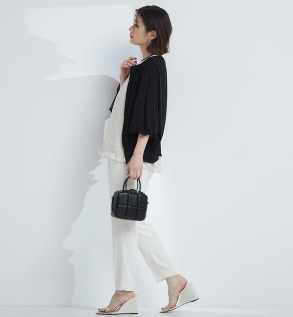 TIARA「ドット&times;ドットプリントフリルノースリーブブラウス」|シャツ・ブラウス|