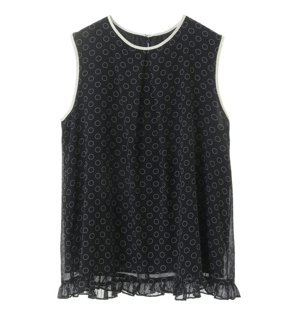 TIARA「ドット&times;ドットプリントフリルノースリーブブラウス」|シャツ・ブラウス|