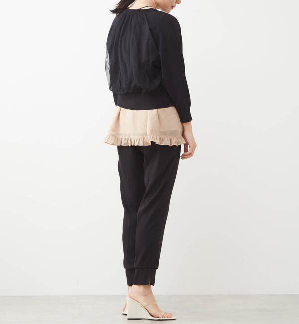 TIARA「ドット&times;ドットプリントフリルノースリーブブラウス」|シャツ・ブラウス|