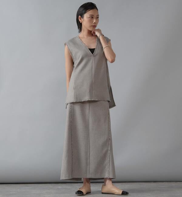 Liesse「Vネックフリンジベスト」|シャツ・ブラウス|