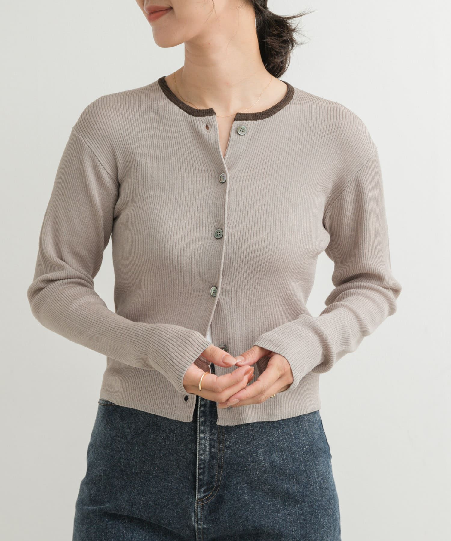 URBAN RESEARCH DOORS「『別注』Audrey and John Wad&times;DOORS　バイカラーカーディガン」|カーディガン|