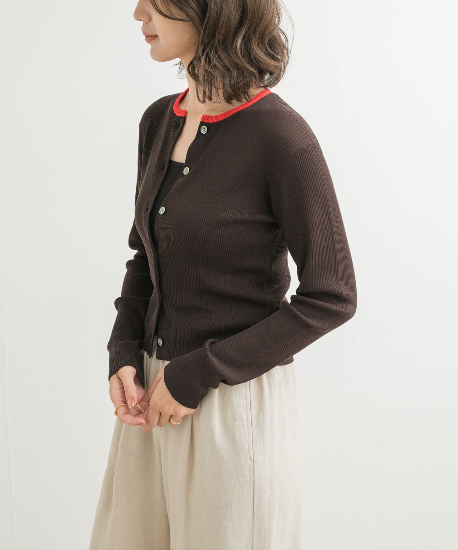 URBAN RESEARCH DOORS「『別注』Audrey and John Wad&times;DOORS　バイカラーカーディガン」|カーディガン|