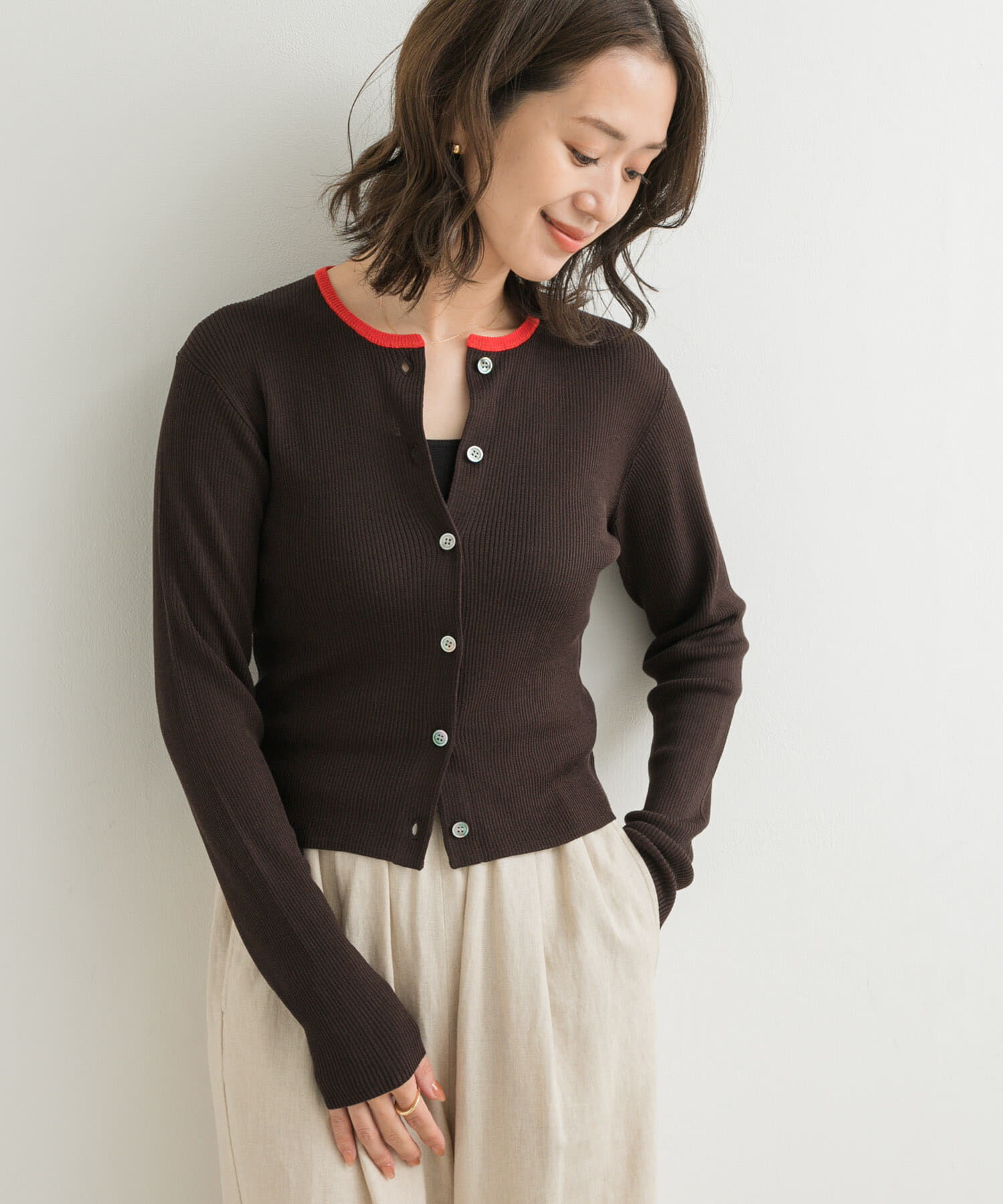 URBAN RESEARCH DOORS「『別注』Audrey and John Wad&times;DOORS　バイカラーカーディガン」|カーディガン|