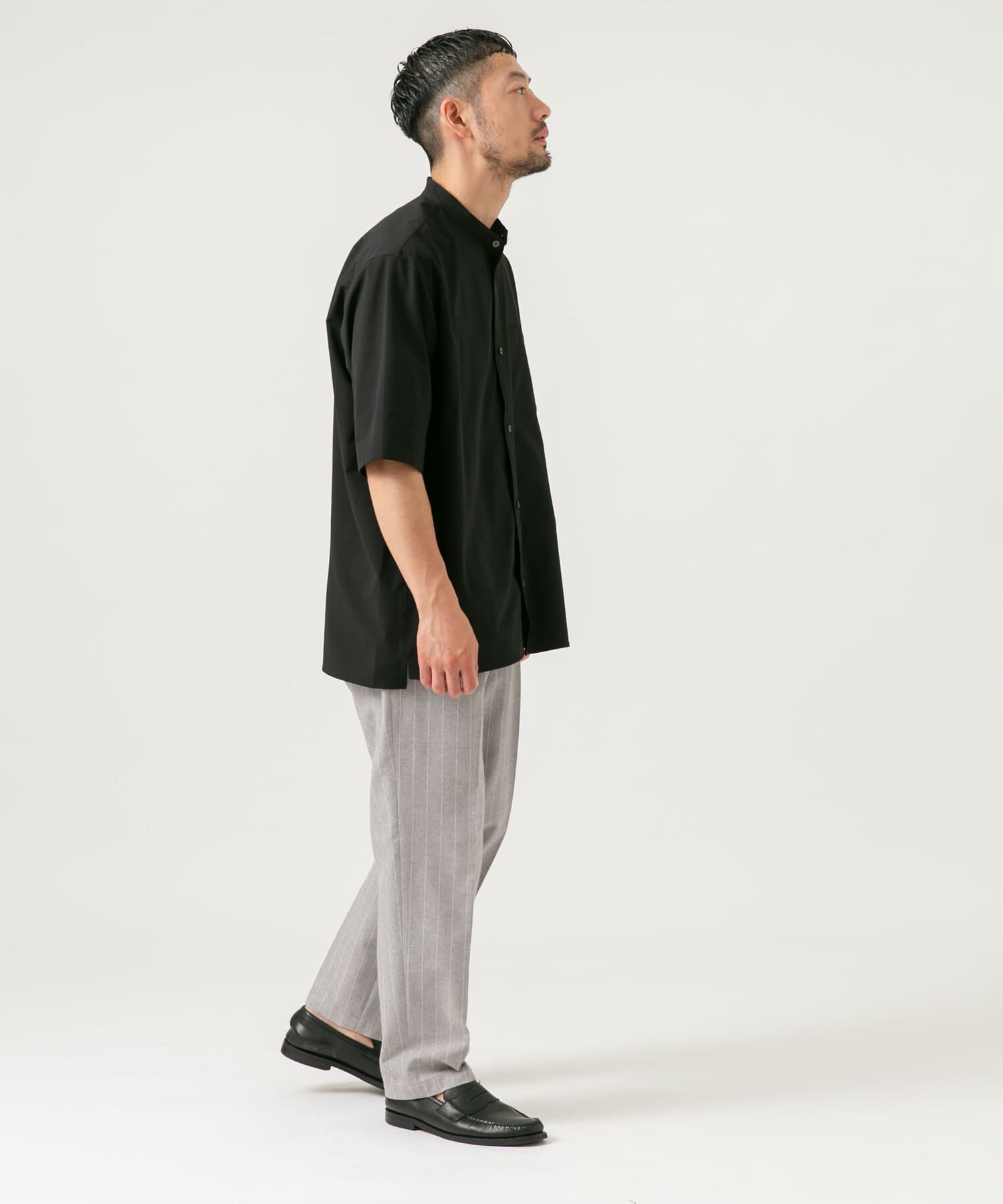 URBAN RESEARCH ROSSO「『XLサイズあり』マイクロサッカーバンドカラー半袖シャツ」|シャツ・ブラウス|