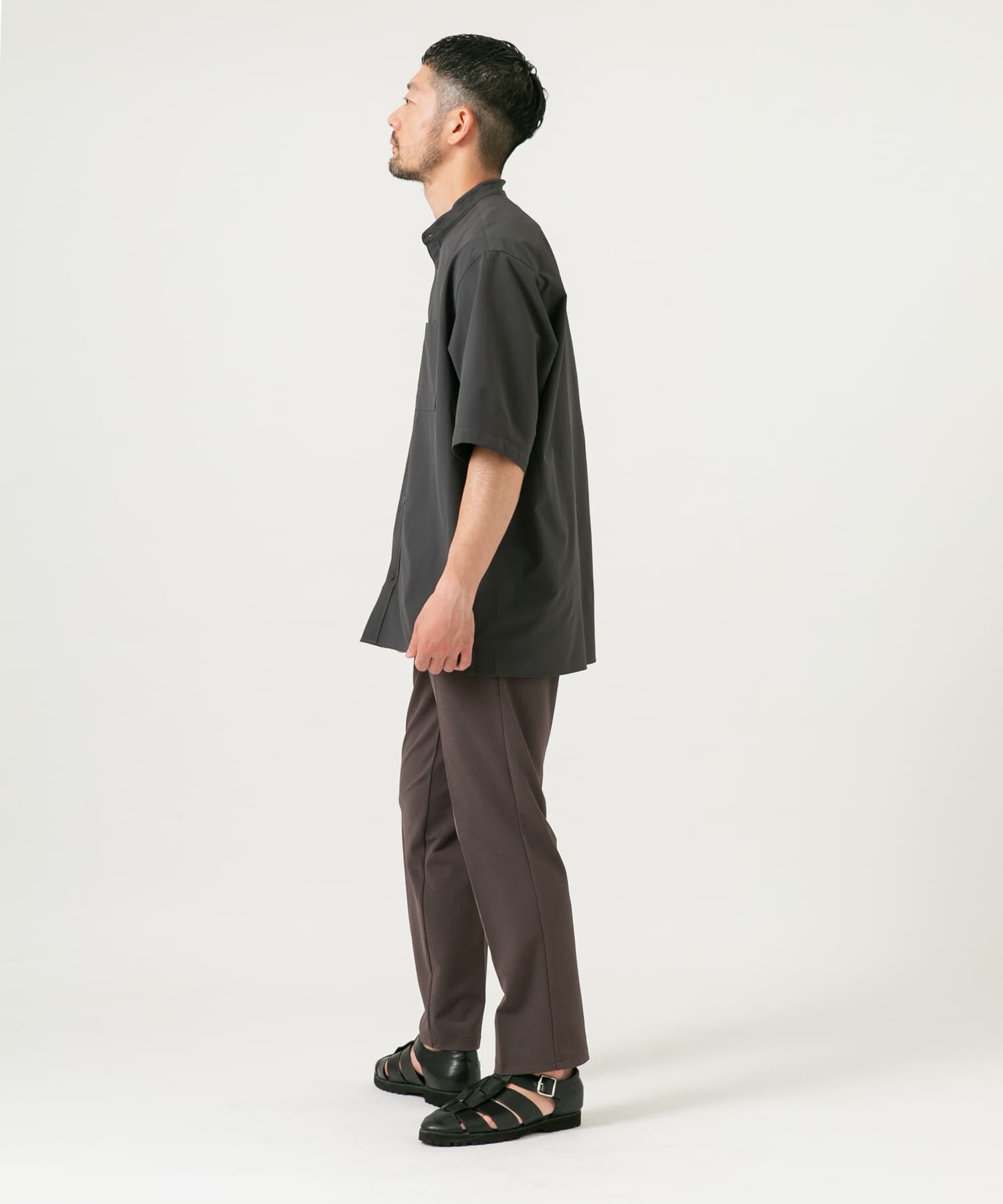 URBAN RESEARCH ROSSO「『XLサイズあり』マイクロサッカーバンドカラー半袖シャツ」|シャツ・ブラウス|