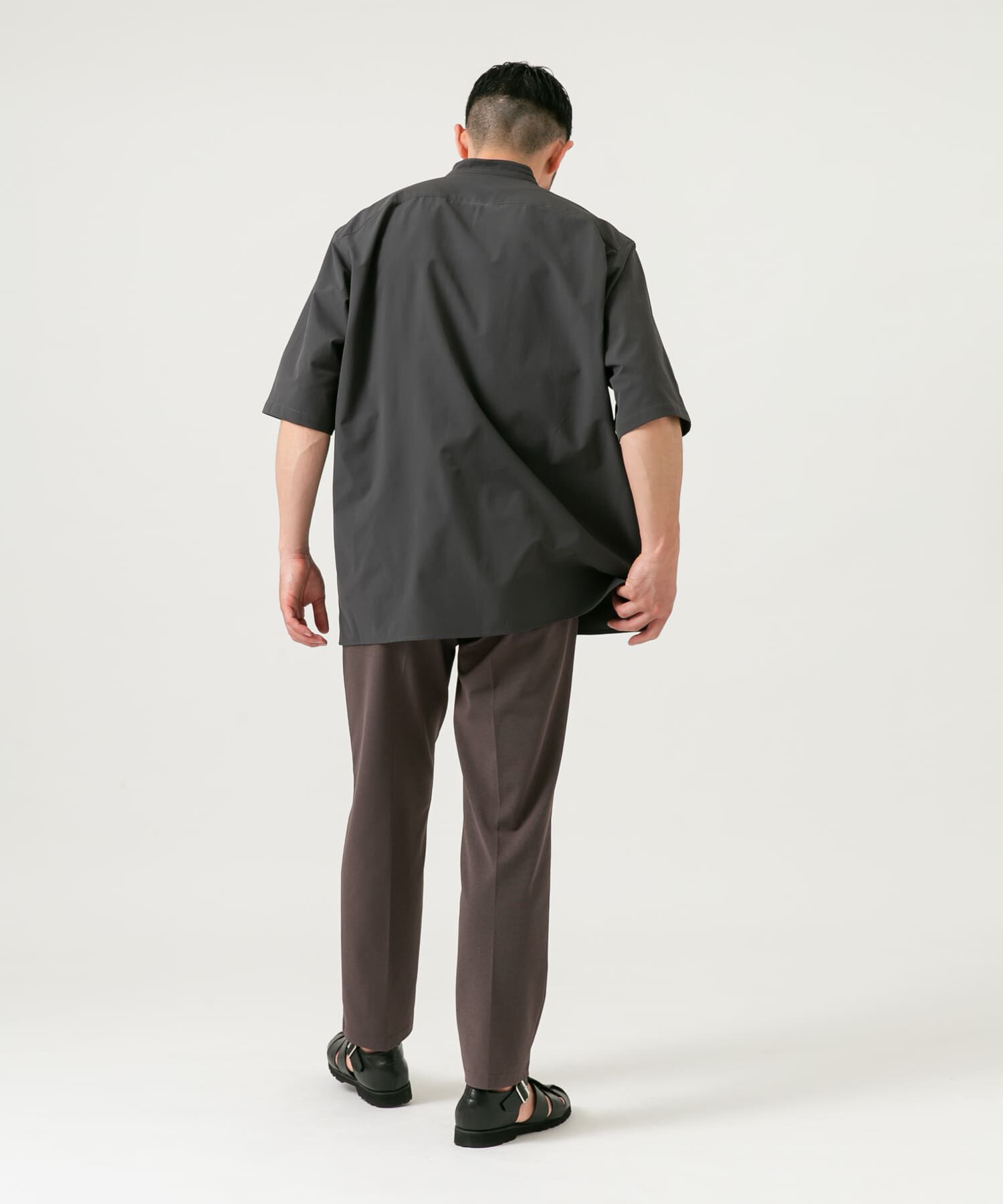 URBAN RESEARCH ROSSO「『XLサイズあり』マイクロサッカーバンドカラー半袖シャツ」|シャツ・ブラウス|