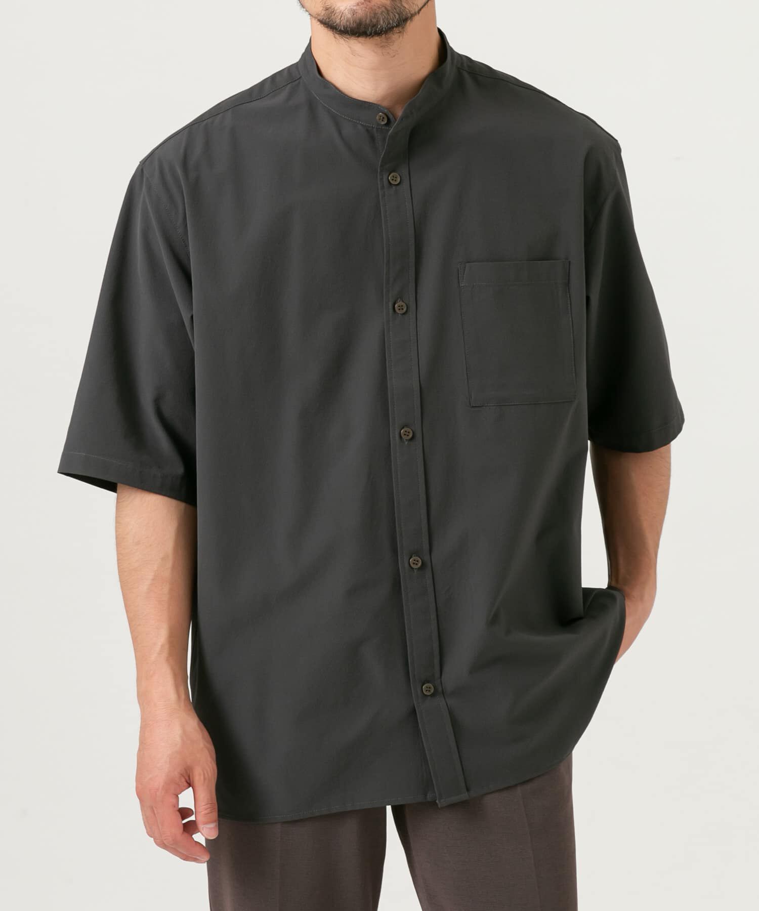 URBAN RESEARCH ROSSO「『XLサイズあり』マイクロサッカーバンドカラー半袖シャツ」|シャツ・ブラウス|